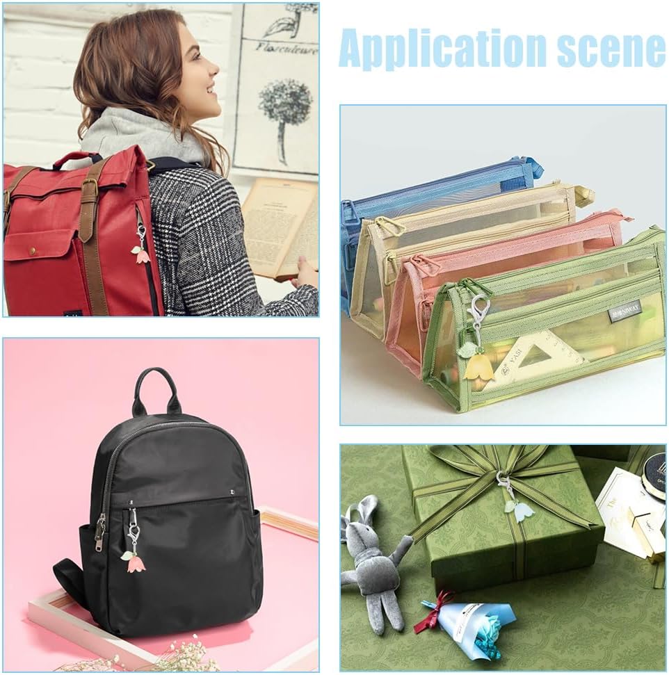 50Pcs 10 Colors Acrylic Flower Pendants Lily Floral Charms Valley Bell Flower Charms Bag Charms with Alloy Lobster Claw Clasps for Knitting DIY Earrings Necklace Jewelry Craft - Image 7