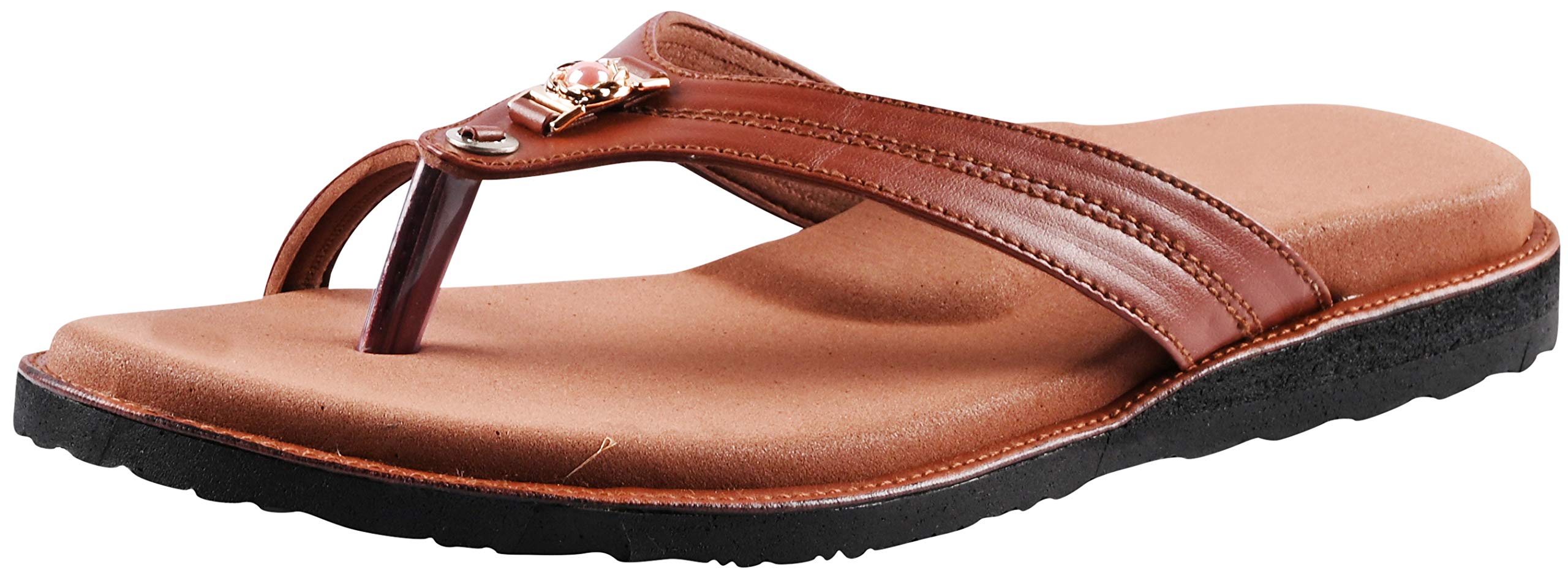 DOCTOR CHOICEFoam/Rexin Diabetic & Orthopedic Medical Footwear for Women || Comfortable, Lightweight & Stylish Sequined T-Strap Casual Slip-on/Chappal/Floater