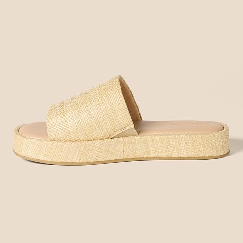 Amazon Essentials Women's Slide Flatform Sandals, Natural Raffia, 8 UK - 5