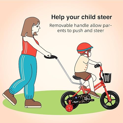 Miniatura 4 de JOYSTAR Bicicleta infantil de 10 y 12 pulgadas para niños y niñas de 1 a 4 años, bicicleta para niños pequeños con ruedas de entrenamiento y cesta,