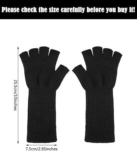 Miniatura 3 de Boao 4 pares de guantes largos de punto para mujer, sin dedos, guantes de invierno de medio dedo