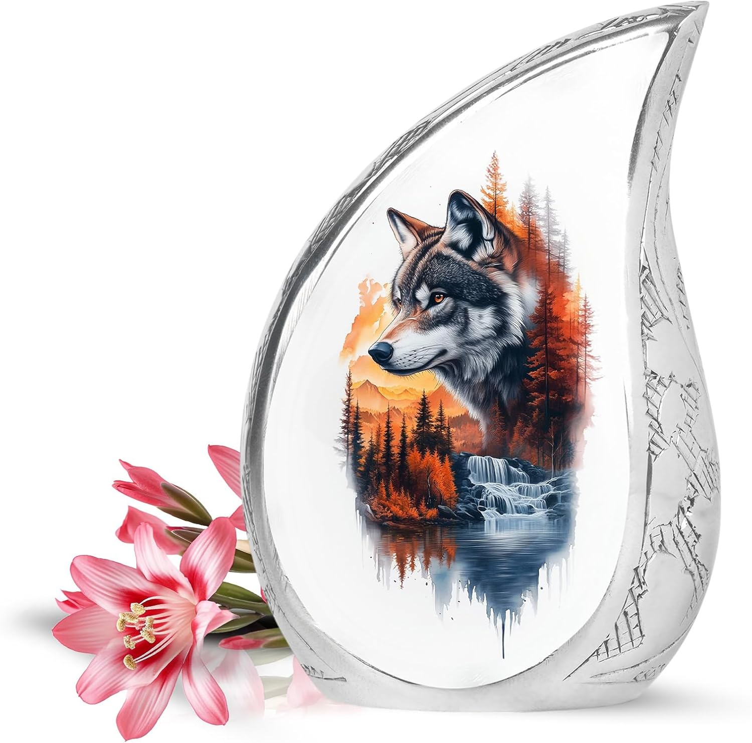YATSKIA Wolf Urns For Human Ashes Adult Female & Male, Keepsake Urns For Human Ashes, (Pack of 1, 3 Inch), Aluminum