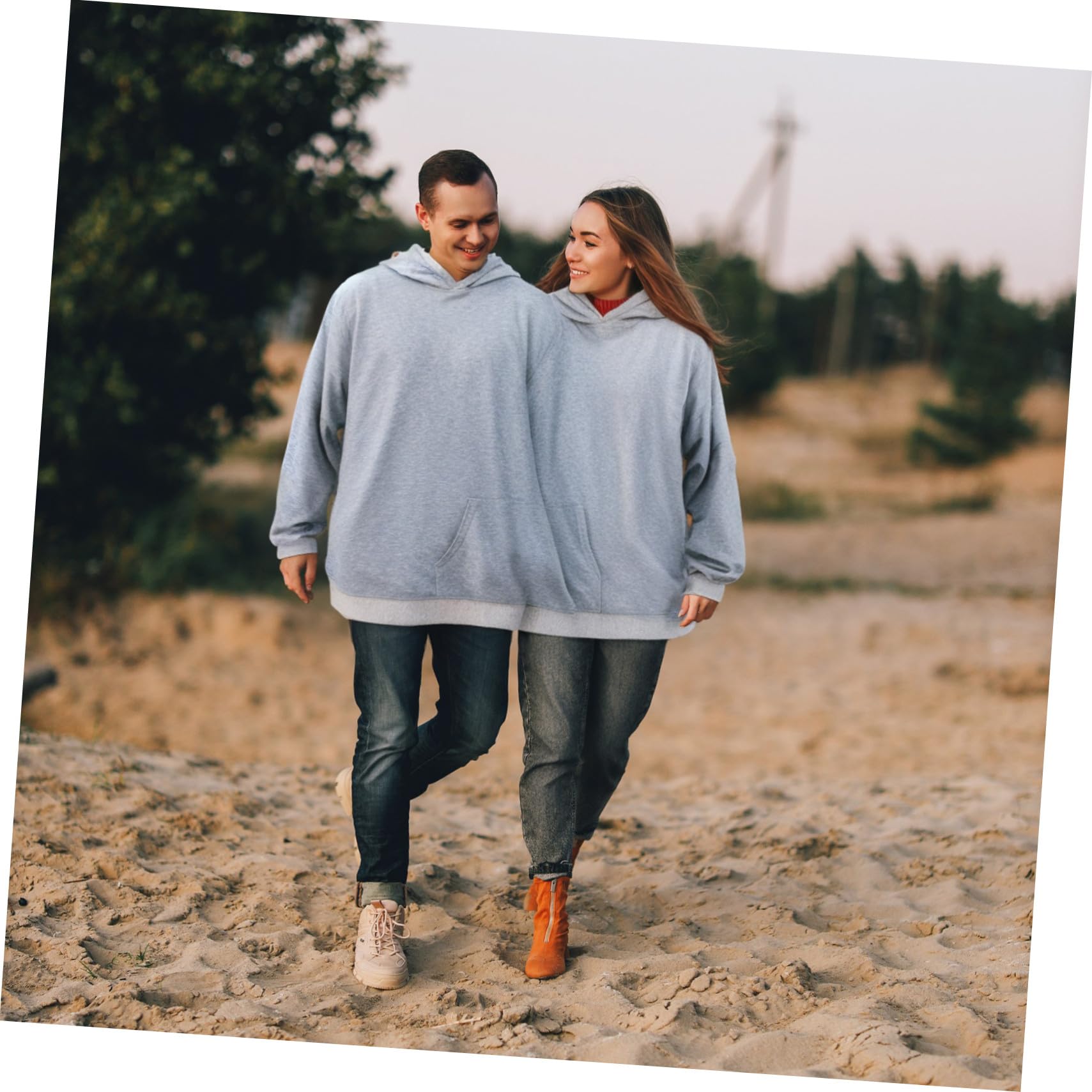 LIFKOME Bluzy Z Kapturem Oversize Dla Par Zabawne Bluzy Z Kapturem Dla Dwóch Osób Dla Par