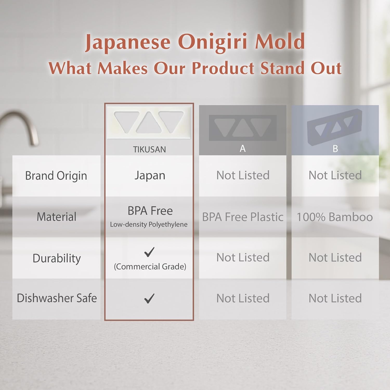 TIKUSAN Onigiri Mold Musubi Maker Japanese Rice Ball Press Onigiri Mold Tray BPA Free Made in Japan Kansai Style (Large 3 Molds)