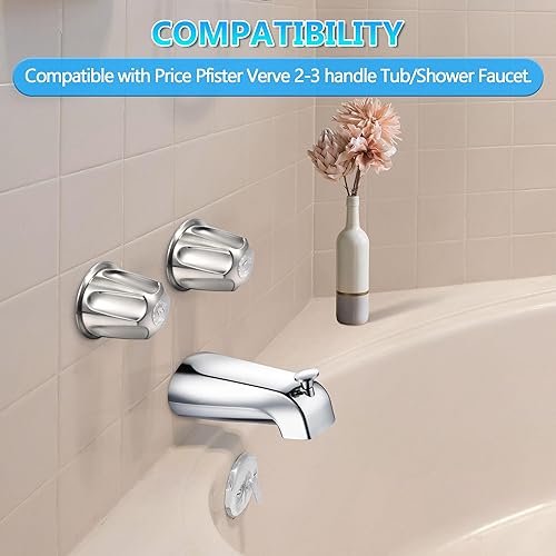 Miniatura 9 de Enhon Manijas de grifo, 2 pomos de grifo fríos y calientes compatibles con Price Pfister Verve bañera ducha, incluye 2 manijas de grifo y 2