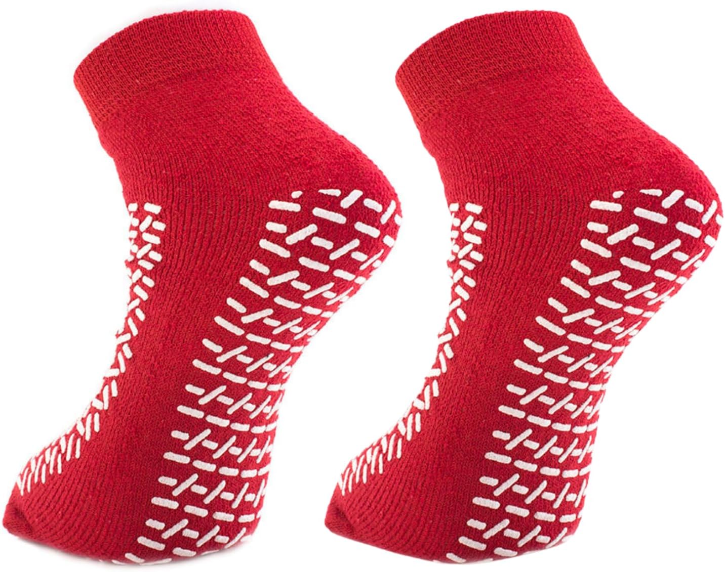 Slipper Socks/Fall Prevention Socks - Red (Pair) Size: One Size - As Used by NHS (1 Pair)