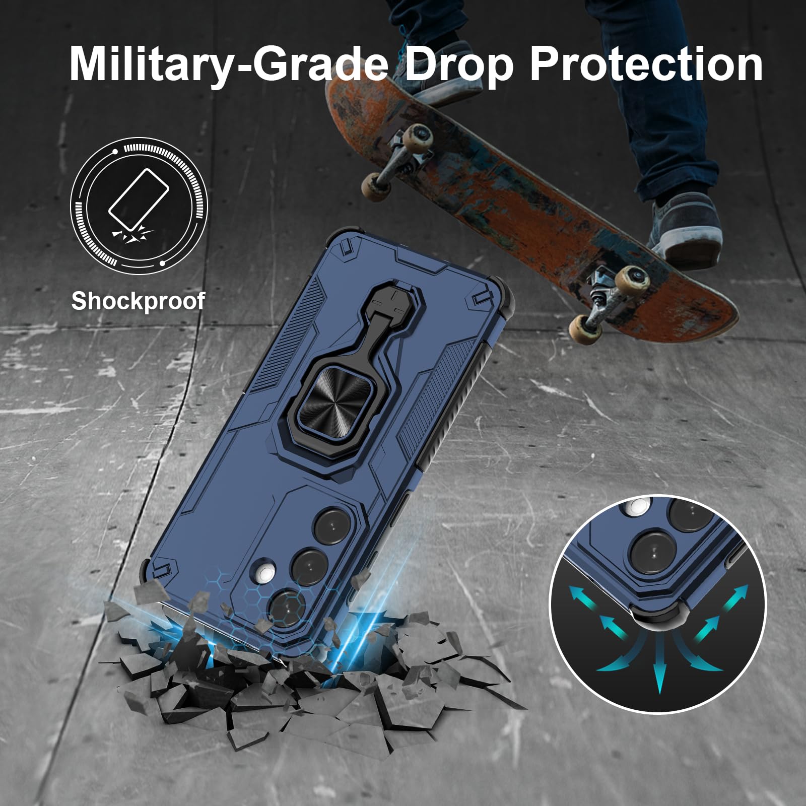 Funda para Xiaomi Redmi Note 15 Pro 5G, Carcasa Antigolpes con Soporte anular metálico, Case Protectora de Grado Militar, Azul — view 62