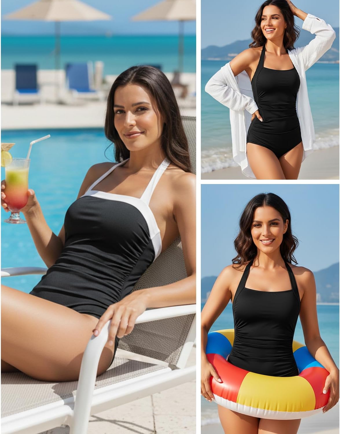Tempt Me Women One Piece Swimsuits Tummy Control Bathing Suits Push up Full Coverage Swimwear - Image 2