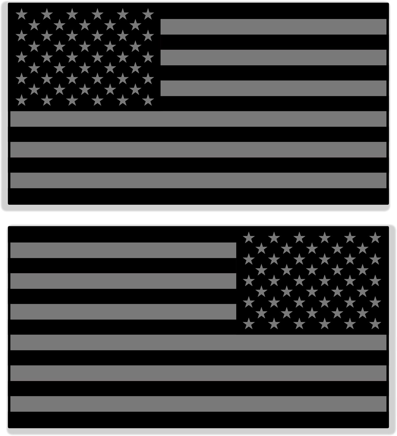 2 Pack American Flag Magnet - 6" x 3" - Subdued Black Gray Strong USA Reverse Magnets Cars Trucks