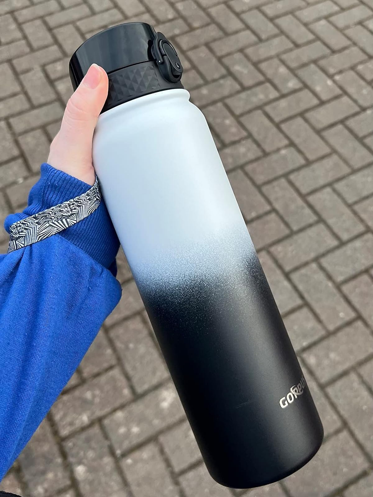 GOPPUS 1L/32oz Stainless Water Bottle with Straw Double Wall Insulated Bottles with Strap Reusable Vacuum Thermal Flask Leakproof Keep Cold Drinks Bottles with Flip Top Lid for Gym Men Women BPA Free - Image 7