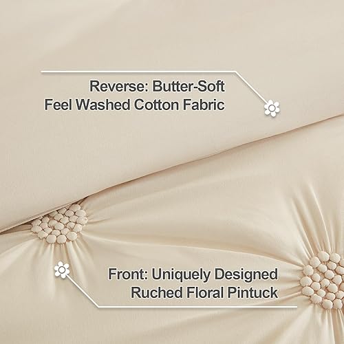 Miniatura 7 de Litanika Juego de edredón beige tamaño Queen, juego de ropa de cama y colecciones para todas las estaciones (edredón de 90 x 90 pulgadas y 2 fundas