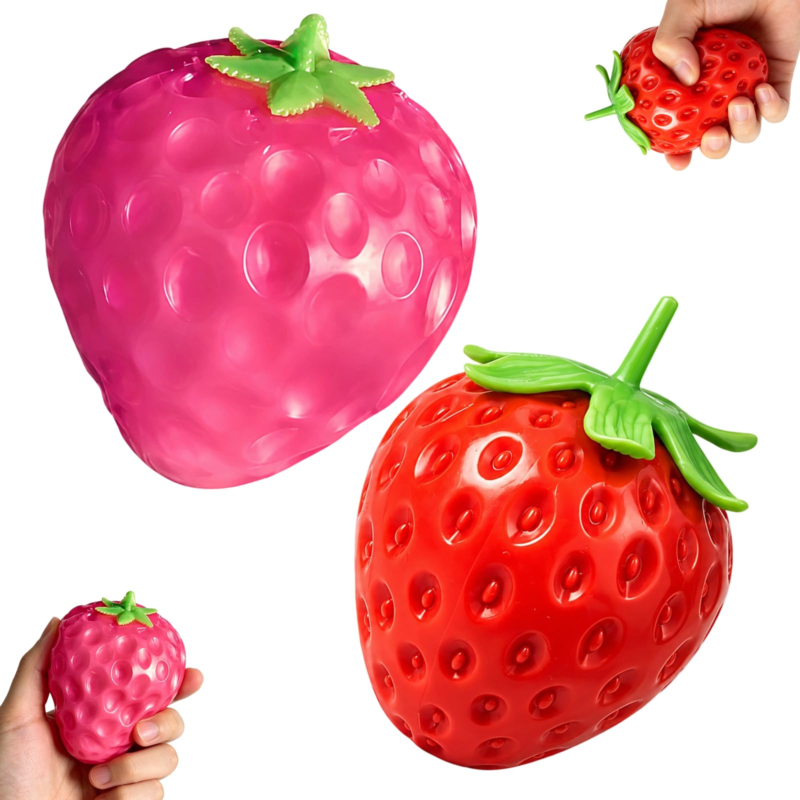 2PCS Strawberry Squishy Strawberry Fruit Squishy Set, Play Return Gifts for Birthday Party Office Desk Decor