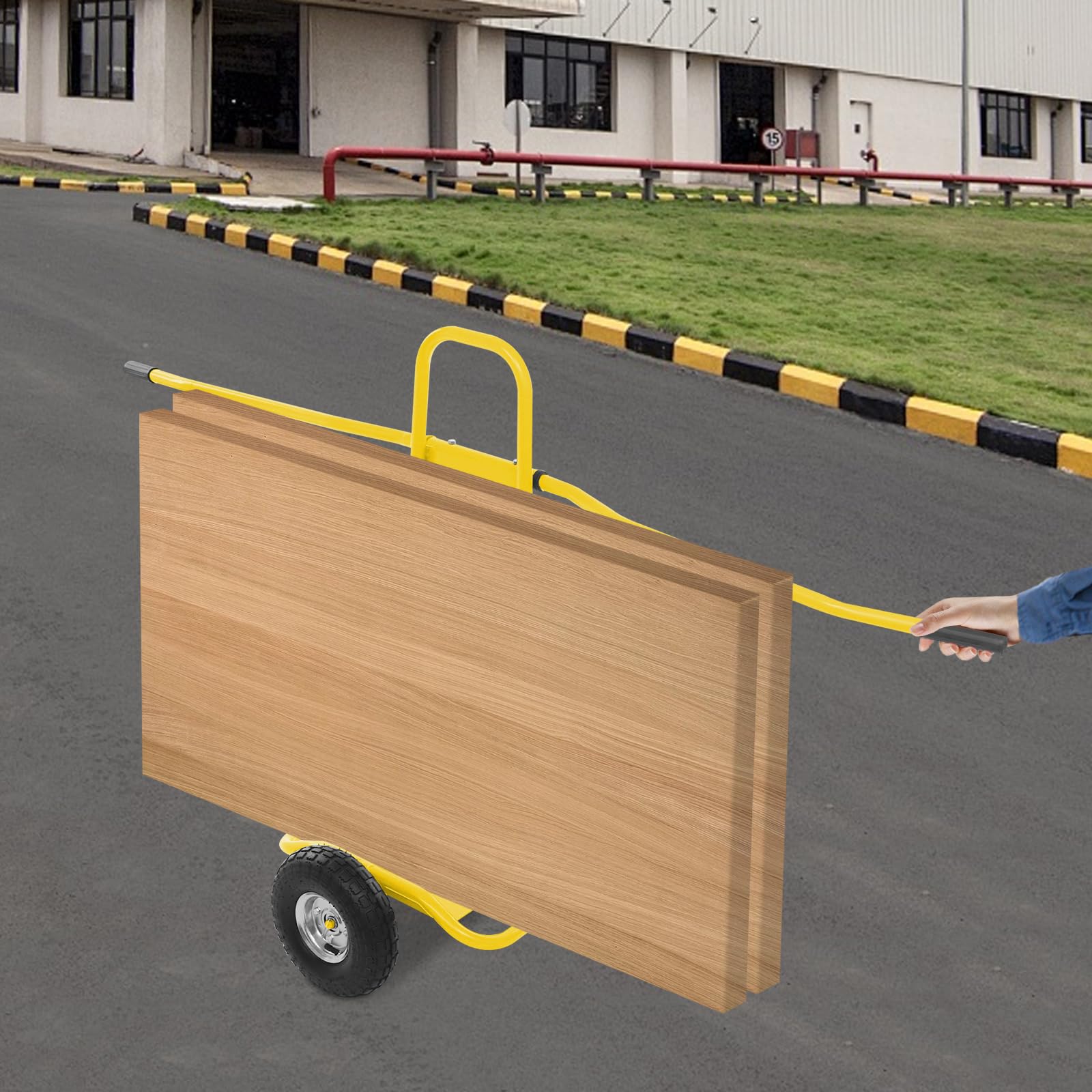 Plattenwagen 220kg Tragfähigkeit,Transportwagen Gipskarton Holzplatten Trockenbauplatten,Stabiler Eisenwagen großen rutschfesten Rädern doppelseitigen Griffen,ideal Baustelle Lager Renovierung