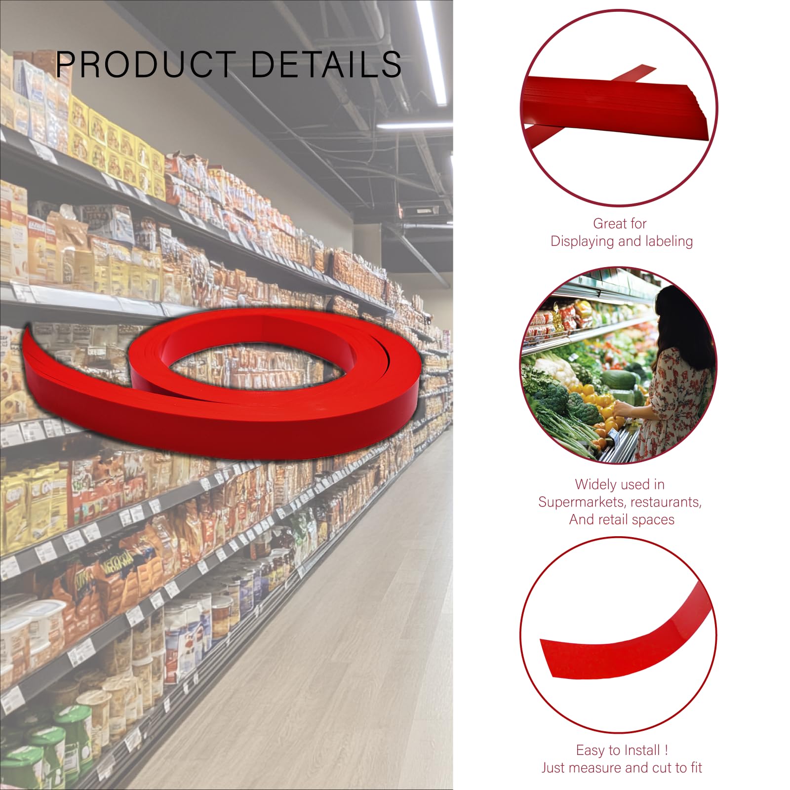 Red Gondola Shelf Inserts - Brand Your Store! -5 Red Gondola Shelf Inserts - Brand Your Store! -5