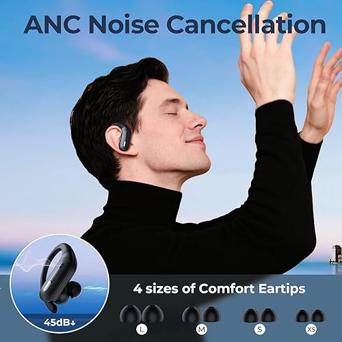 Miniatura 2 de Auriculares inalámbricos con cancelación activa de ruido, auriculares Bluetooth de 90 horas de reproducción, auriculares con pantalla de