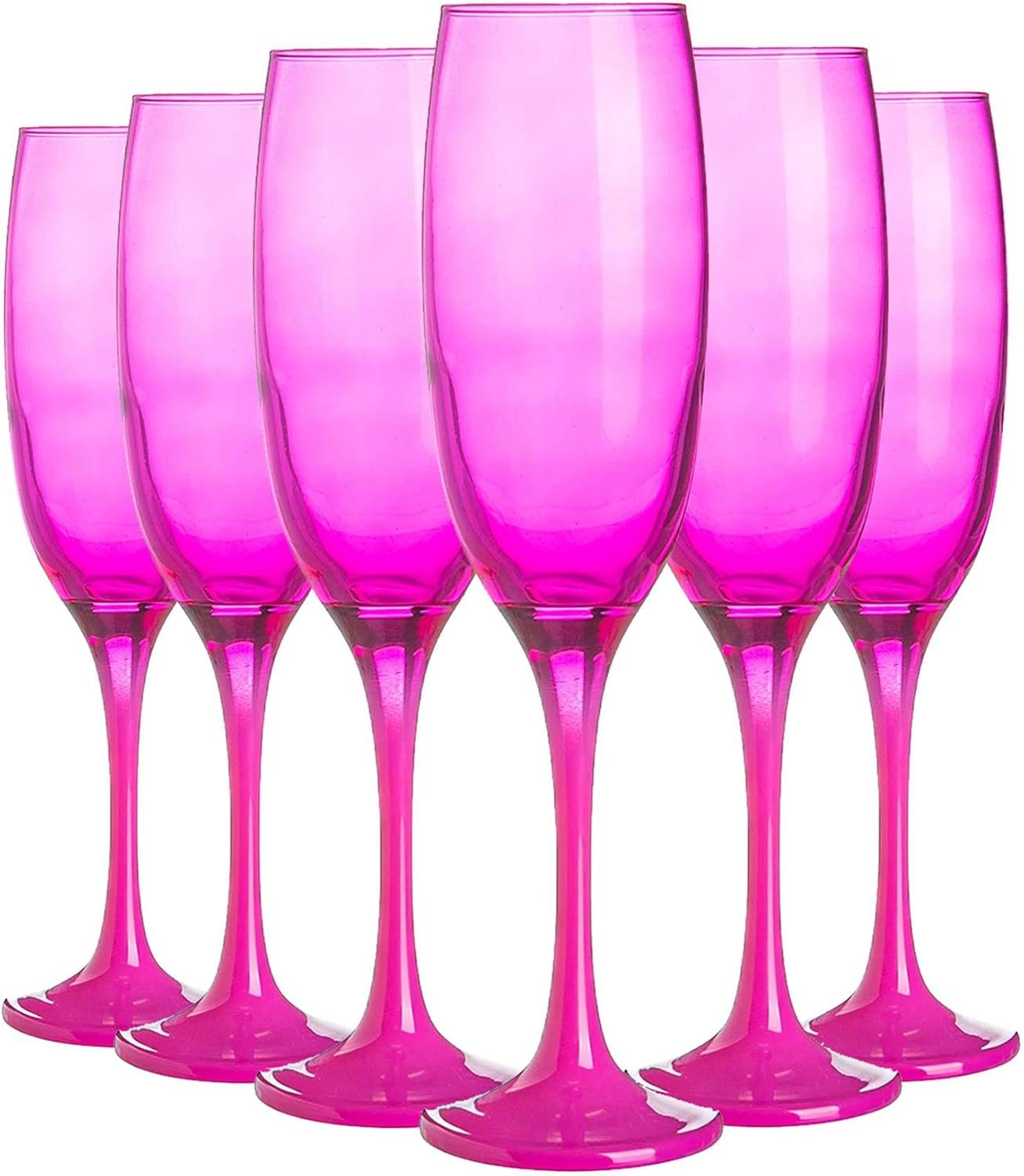 Argon Tableware 6 Piece Coloured Champagne Flutes Set Hen Do Party