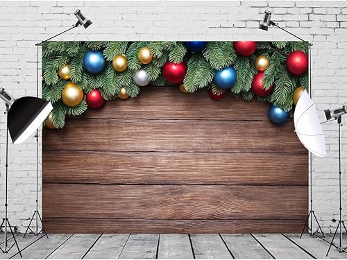Miniatura 5 de Alltten Telones de fondo de fotografía de Navidad de 7 x 5 pies, fondo de pared de madera de Navidad, granero rústico, fondo de madera vintage,