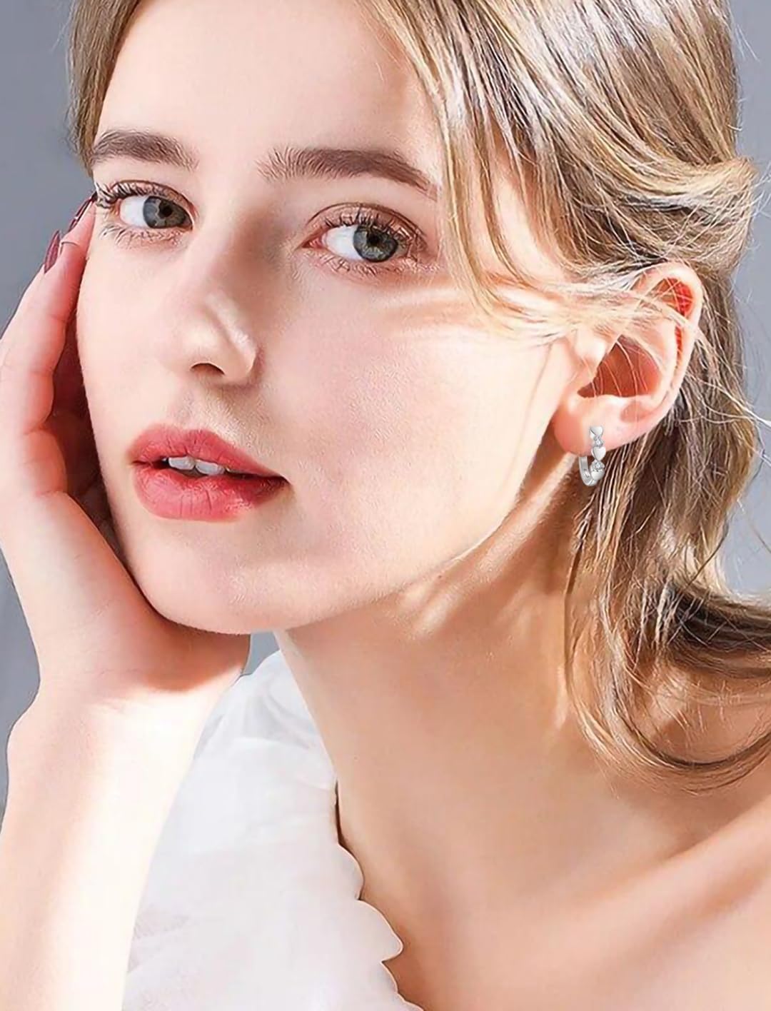 Hoop Earrings for Women 925 Sterling Silver Cut Cubic Zirconia Heart Huggies Earrings Handmade Jewelry Gifts