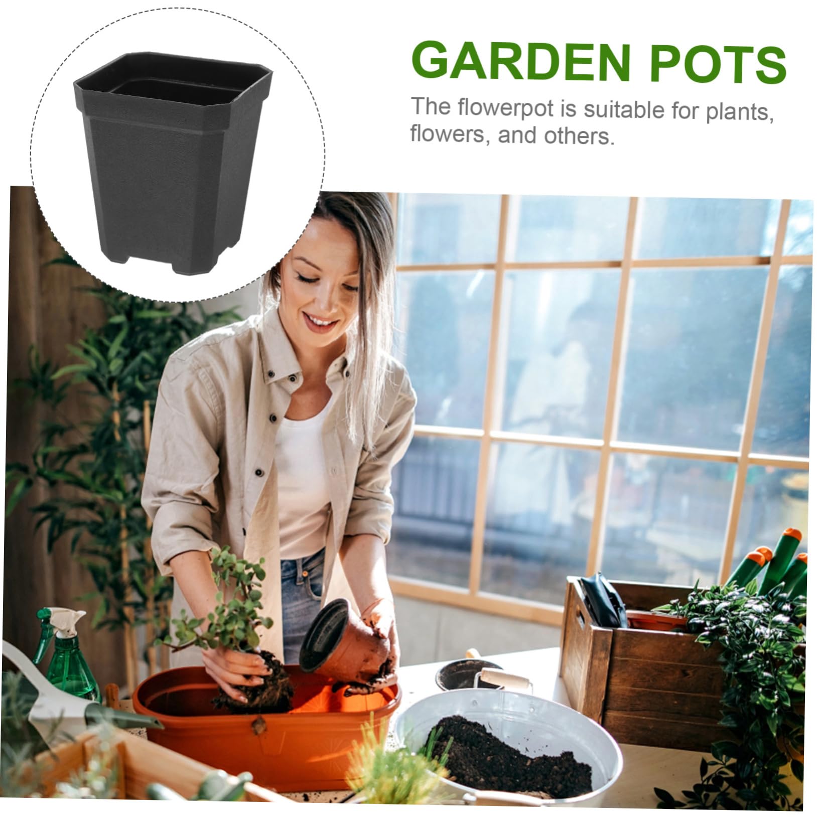 BESPORTBLE 4 Ensembles Pot De Semis Carré Pouvez Plantes Usine Terre Cuite Jardinage Pépinière Pot Clair Pots Succulents Pot De Jardin Pot De Fleur Pots De Fleurs PP Black 20 Pièces * 4