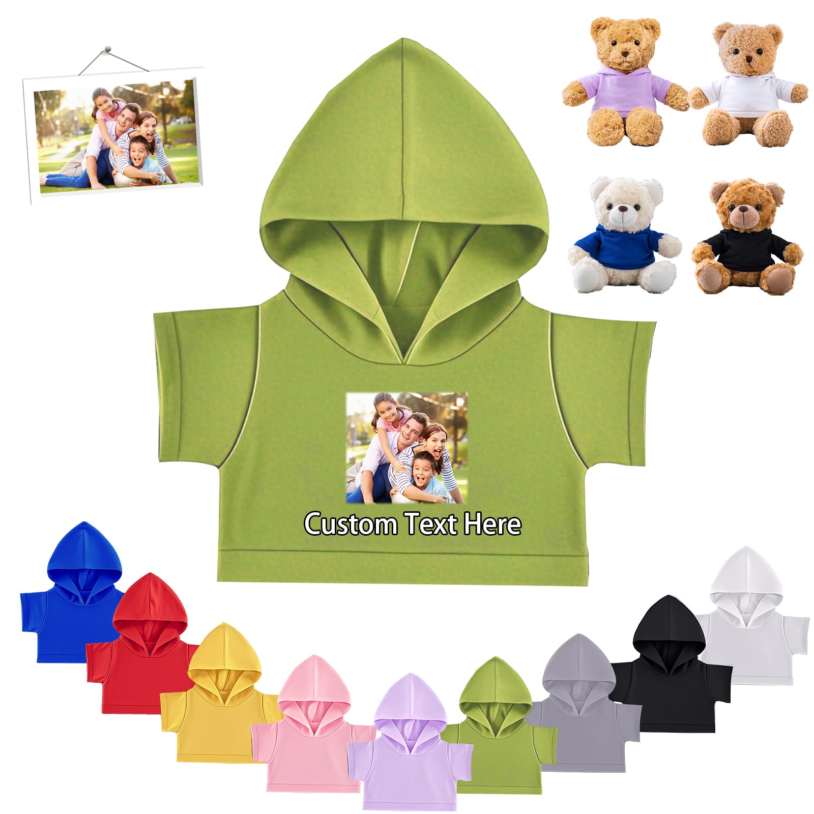 FAHOXUMR Personalised Teddy Bear Clothes with Photo Text, Custom Stuffed Animal Clothes Fit 8-16inch Stuffed Bear Clothing, Personalised Doll Clothing Make Your Own Plush Doll Shirt โ image 1