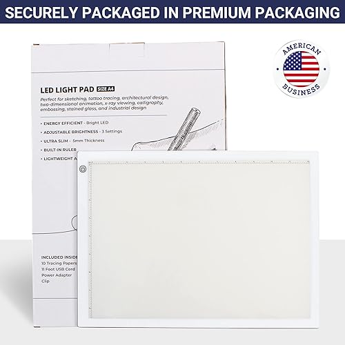 Miniatura 6 de Caja de luz LED para rastreo, almohadilla de luz ultrafina con brillo ajustable. Viene con cable USB, adaptador, papel de calco, clip. Almohadilla