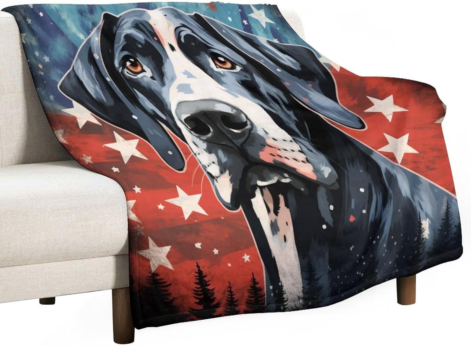 Blanket Great Dane Dog Holiday Soft Throw Blanket for Dog Lover Super Soft Flannel Throw Blanket for Bed Couch Sofa Gifts for Kids and Adults 60"x80" Christmas Blankets Plush Gift for Daughter Mom