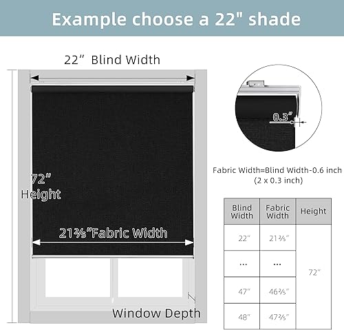 Miniatura 28 de ChrisDowa Persianas enrollables 100% oscurecedoras sin cadena, con tela jacquard a rayas, aislamiento térmico, protección UV, persianas opacas