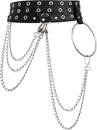 Sacina Black PU leather Waist Harness Belt, Emo Punk Grunge Goth Belt, Gothic Punk Accessories