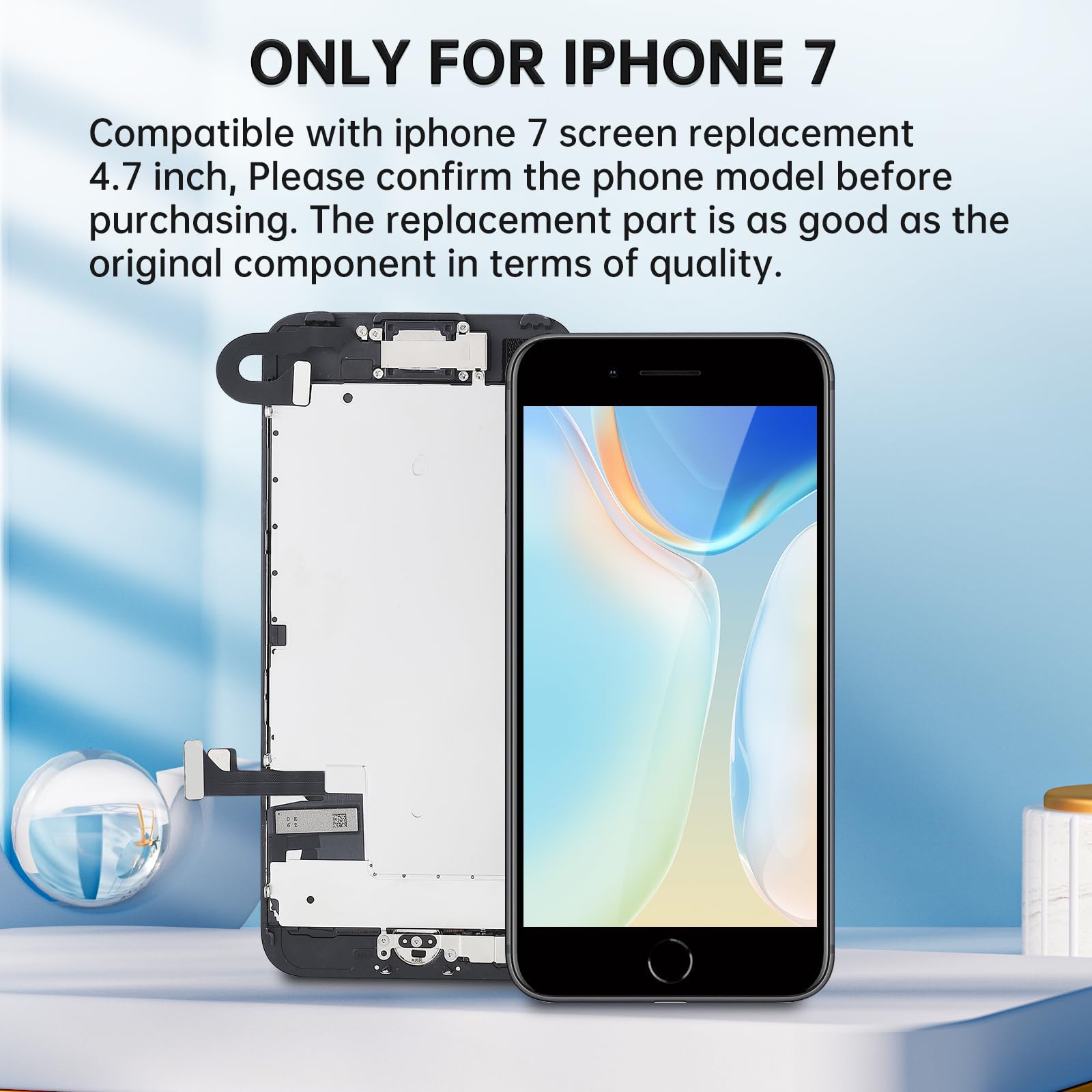 Amazon.co.jp: CYKJGS iPhone 7用スクリーン交換ブラックキット 4.7