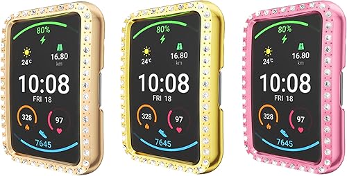 BabyValley - Carcasa compatible con Huawei Watch Fit Diamond con cobertura completa de borde protector de pantalla para reloj (oro rosa y oro y rosa)