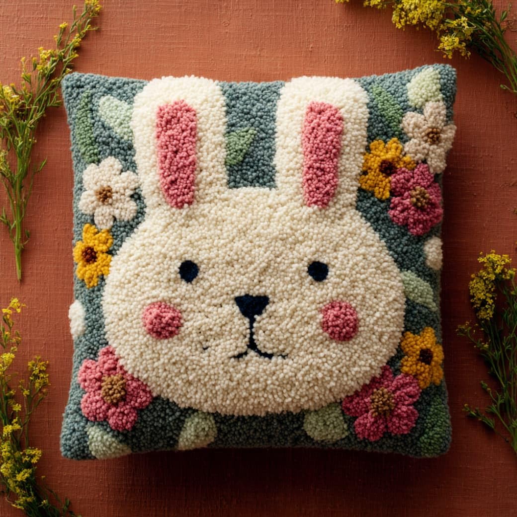 AxiangziK Latch Hook Pillow Kit,Cute Bunny