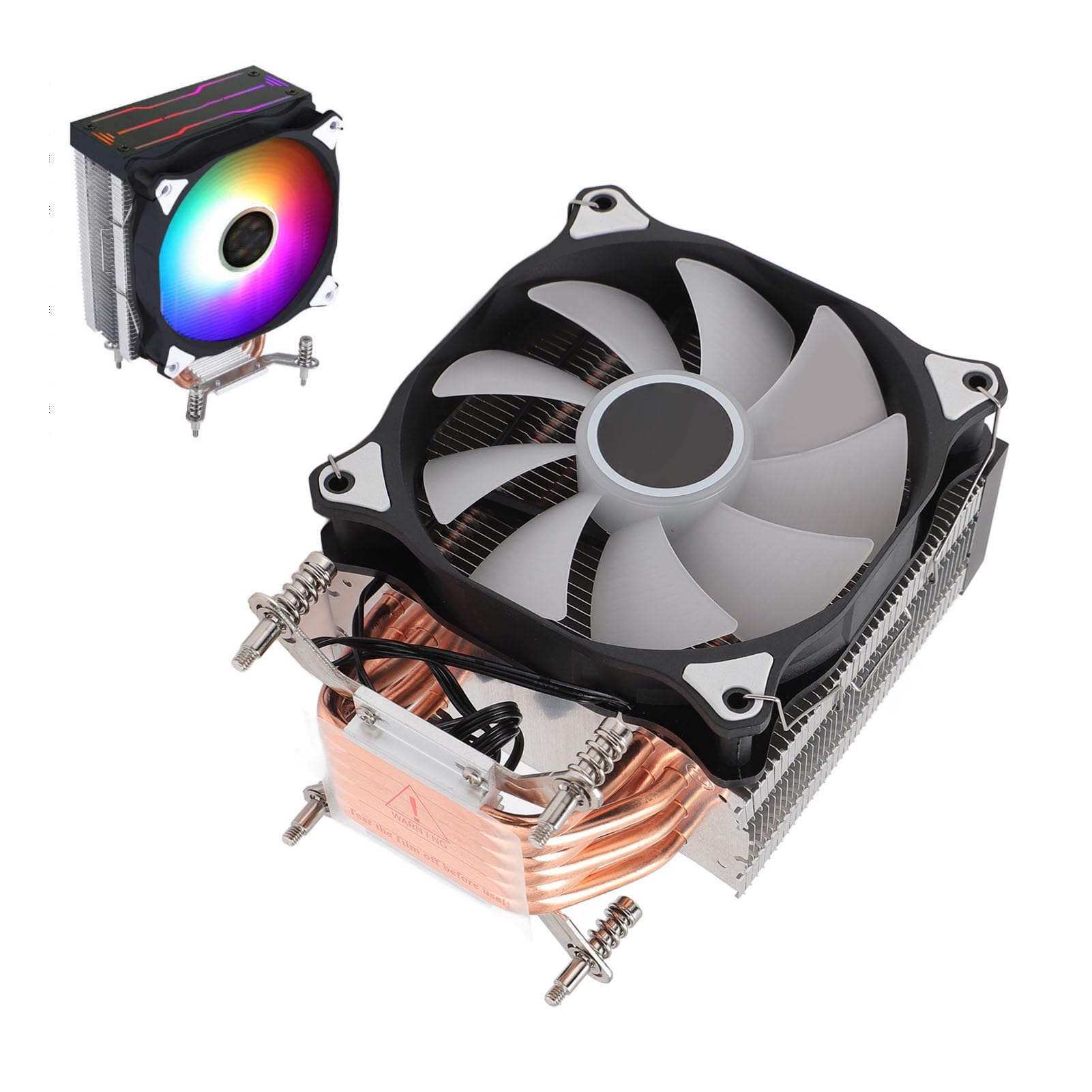 Ventola di raffreddamento CPU 4,72 pollici 6 di calore Raffreddatore d'aria silenzioso da 120 mm 1500 giri/min Cuscinetto idraulico Luce colorata per computer desktop 2011