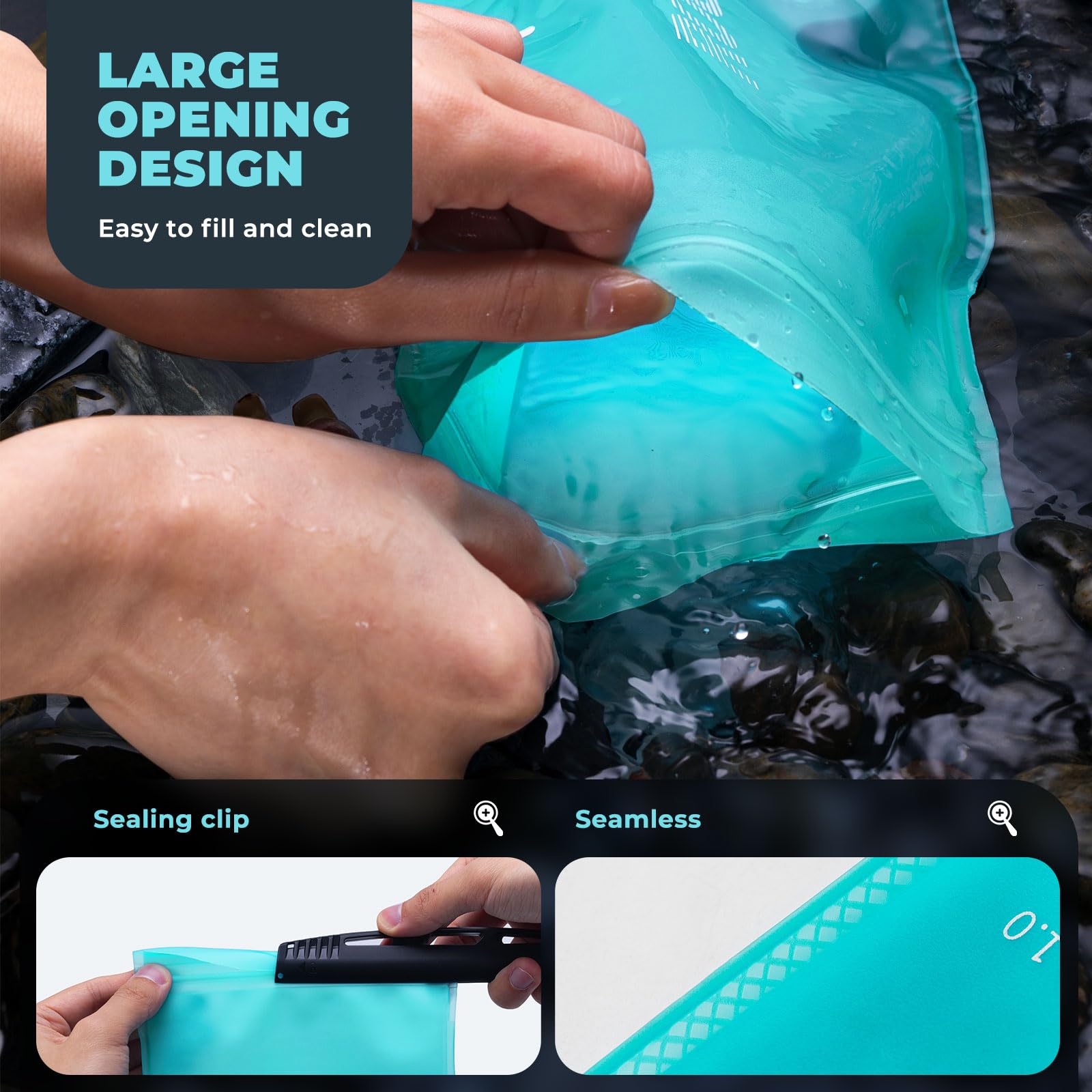 ROCKBROS Sacca Idrica per Zaino, Sacca Acqua capacità 2 L Senza BPA, Uso Facile, Tubo in TPU 106 CM, Camel Bag Idratazione per Ciclismo Trekking Campeggio Arrampicata