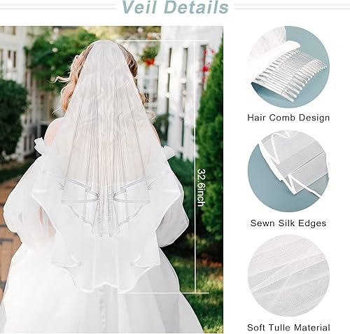 Miniatura 5 de Casoty Tiara nupcial con velo, velos de novia y tocados, velo de novia de boda y tiara plateada, decoraciones de despedida de soltera, suministros