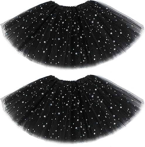 Paquete de 2 tutús clásicos elásticos de 3 o 4 capas de tul para niña, 2-8 años