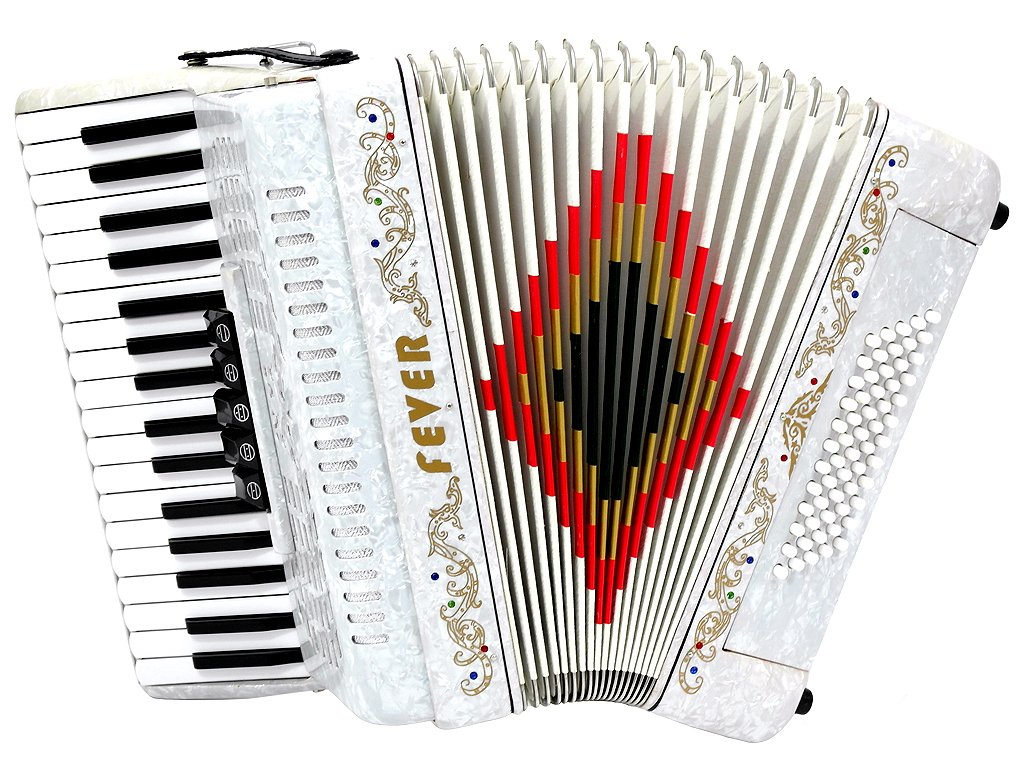 Fever F3460-WH Piano Accordion 5 Switches 34 Keys 60 Bass, White