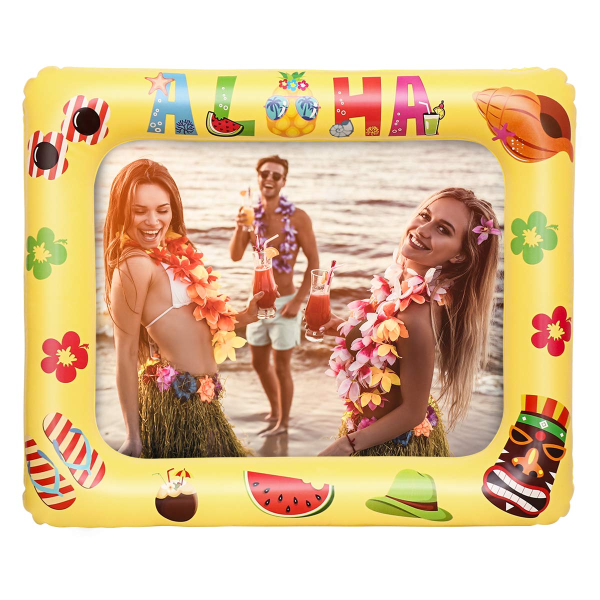 Amosfun Hawaiian Luau Inflatable Picture Frame Blow Up Photo Booth