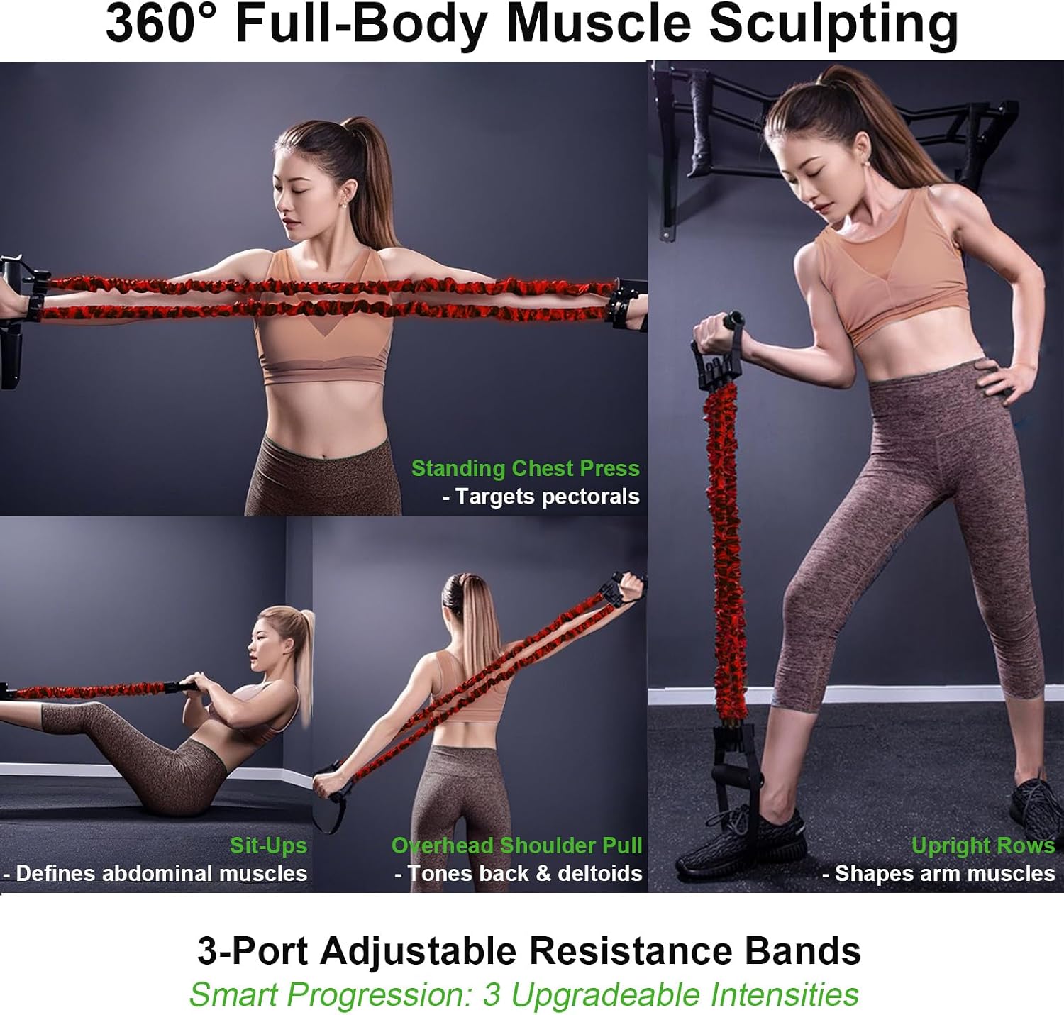 Natural Latex 3-Hole Resistance Stretcher Chest Expander