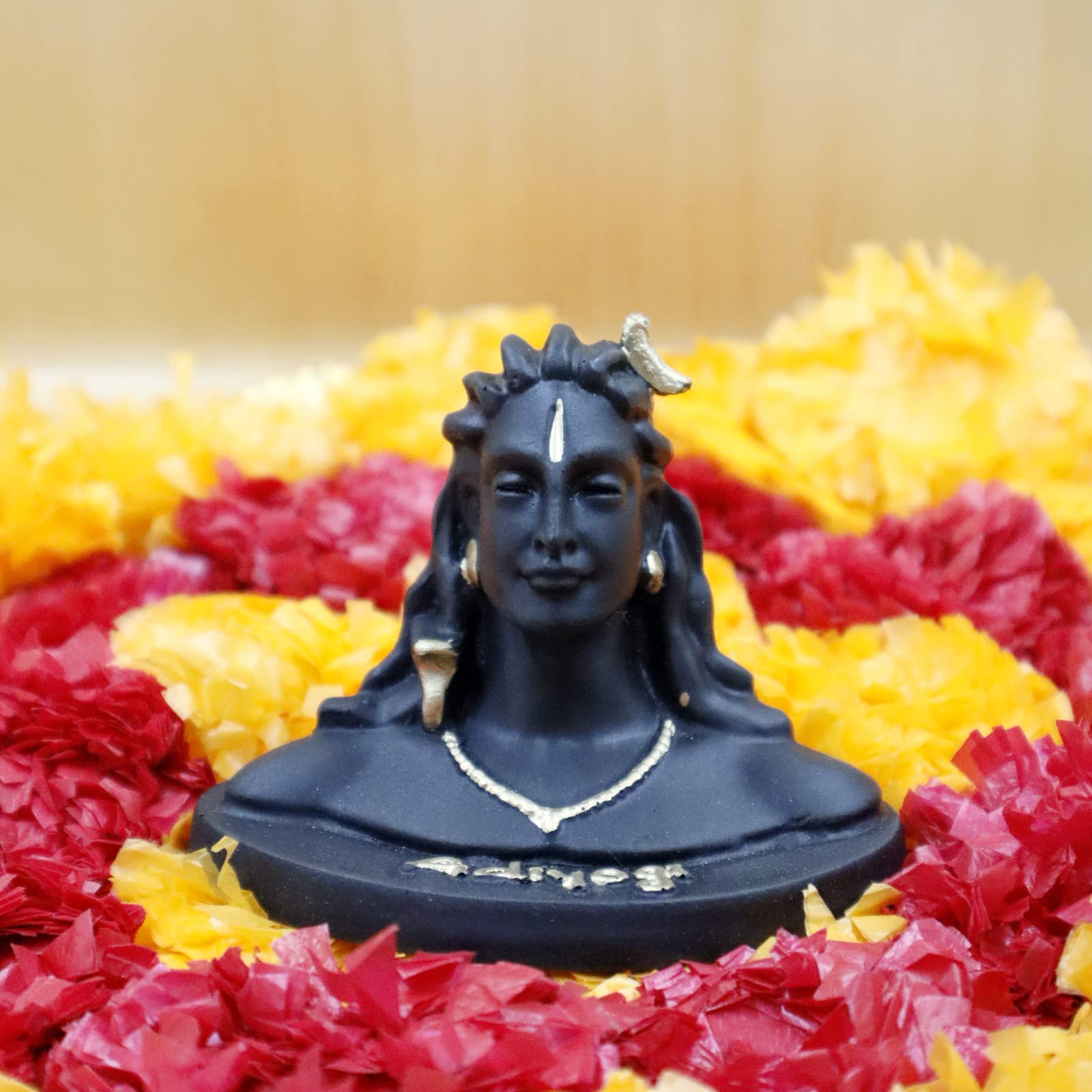 JAIPUR ACE Adiyogi Shiva Statue for Car Dash Board, Pooja & Gift, Mahadev Murti, Idol, Lord Adiyogi Shankara for Home & Office Decor, Size 7 X 9 CM (Black and Gold)