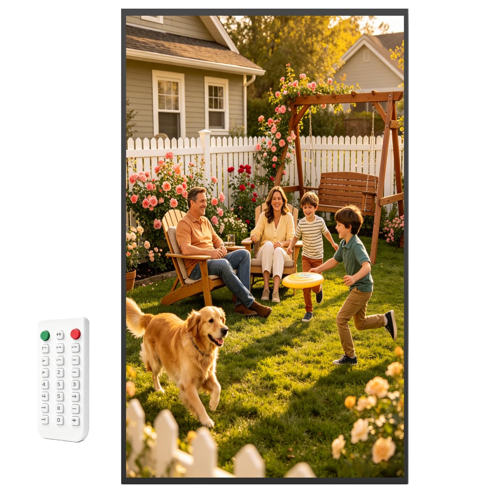 Motion Sensor Digital Picture Frame, Electronic Photo Frame with Remote Control, 64GB, 1920 x 1080, Wall-Mount Frame, Wall Mount Included, for Birthday, Holiday Gifts(Black,64GB)