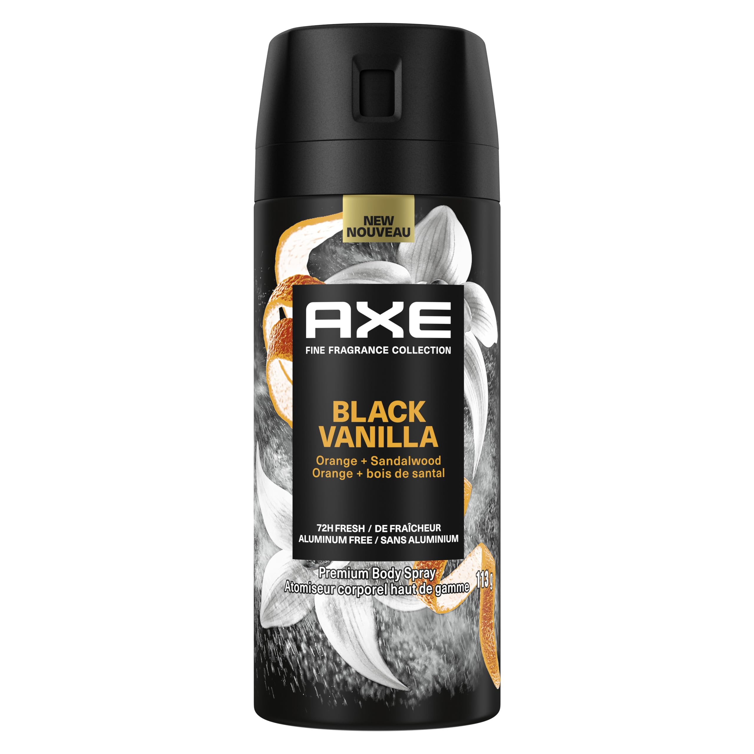 AXE Aluminium-Free Deodorant Body Spray, Travel Size, Black Vanilla 1 Pack, 72 Hour Odor Protection, Orange + Sandalwood, 1 Oz Each : Beauty & Personal Care