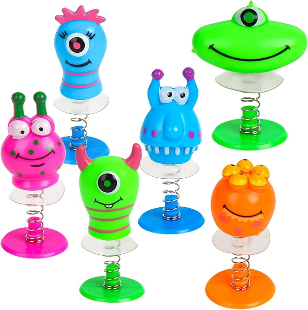VEYLIN Monster Jump, 18PCS Assorted Novelty Monster Spring Jump Up Party Favor Toys Kids Classroom Prizes