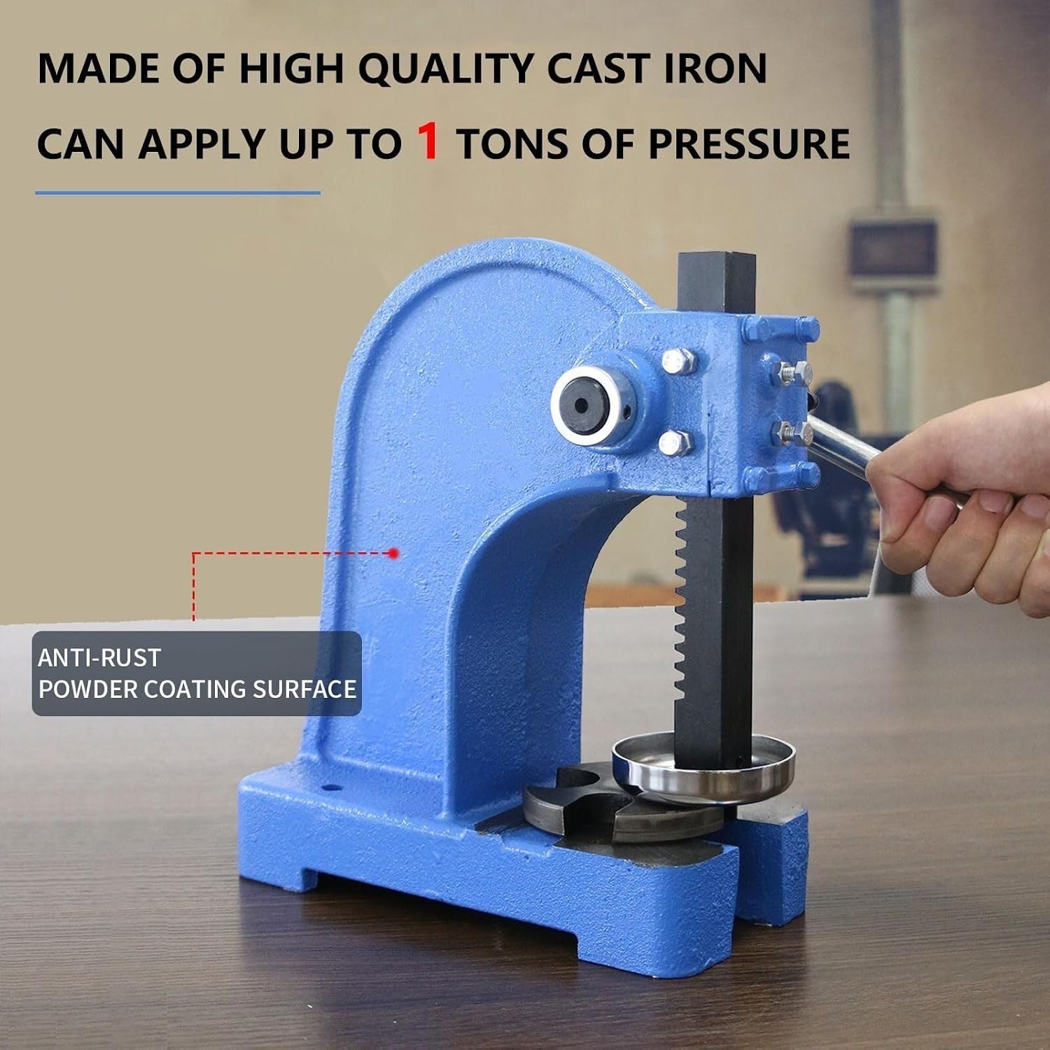 Manual Arbor Press with Hand Wheel Heavy Duty Metal Desktop Arbor Press, for Stamping Bending Forming(1T)