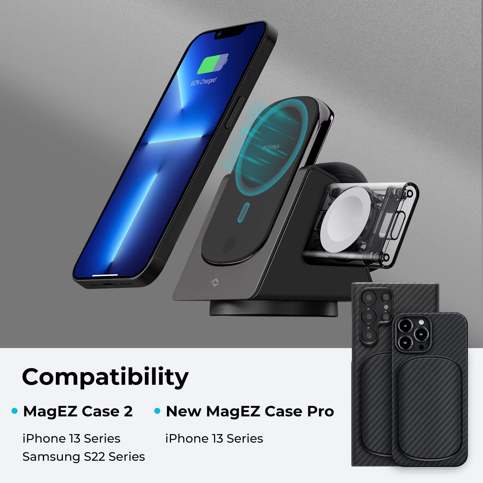 むっくPITAKA MagEZ Slider + Power Dongle Amazon.com: PITAKA 4 in 1 Wireless Charger for iPhone 13/12, for
