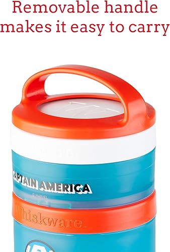 Miniatura 4 de Whiskware Marvel - Recipientes apilables para bebés, niños y niños pequeños, 3 tazas apilables para aperitivos para la escuela o viajes, aptos para