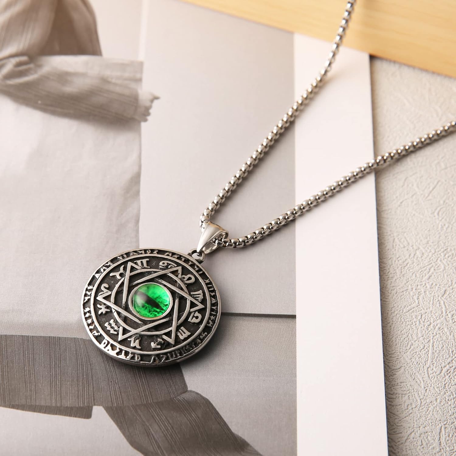 STWTR Red Eye Amulet Seal Solomon Hexagonal Star Twelve Constellation Pendant Blue Eye Stainless Steel Necklace - Image 4