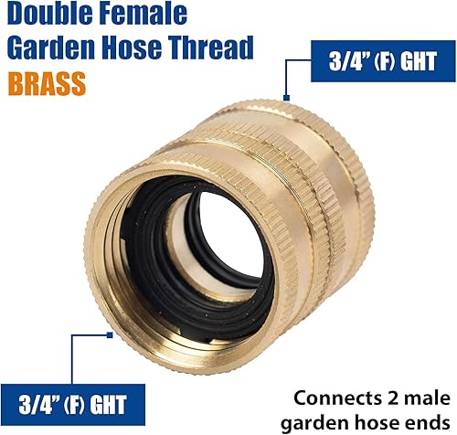 Miniatura 2 de Adaptador de manguera de jardín de latón resistente, conector de manguera giratoria hembra a hembra de 34 pulgadas (paquete de 4)