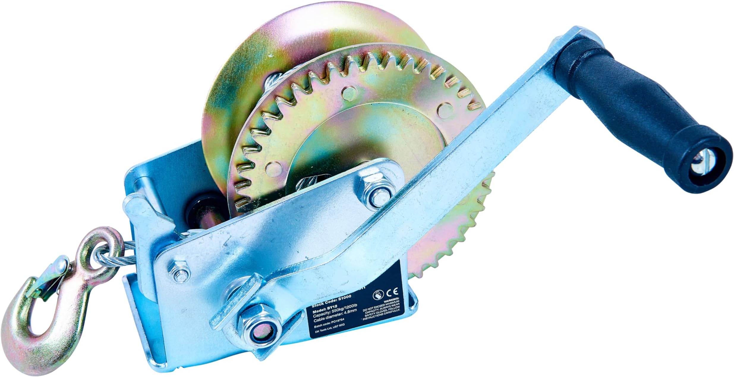 Amtech - Hand Winch, Heavy Duty Boat and Trailer Winch Pulley with 5 Mounting Slots for Easy Installation, Smooth Ratchet-Action and a Sure-Grip, Reliable Locking Mechanism, Maximum 550kg Capacity