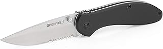 Sheffield 12164 Berda Assisted Open Knife, 3 Inch Blade EDC Knife, for Survival Gear, Self Defense, and More, G10 Handle, Partially Serrated