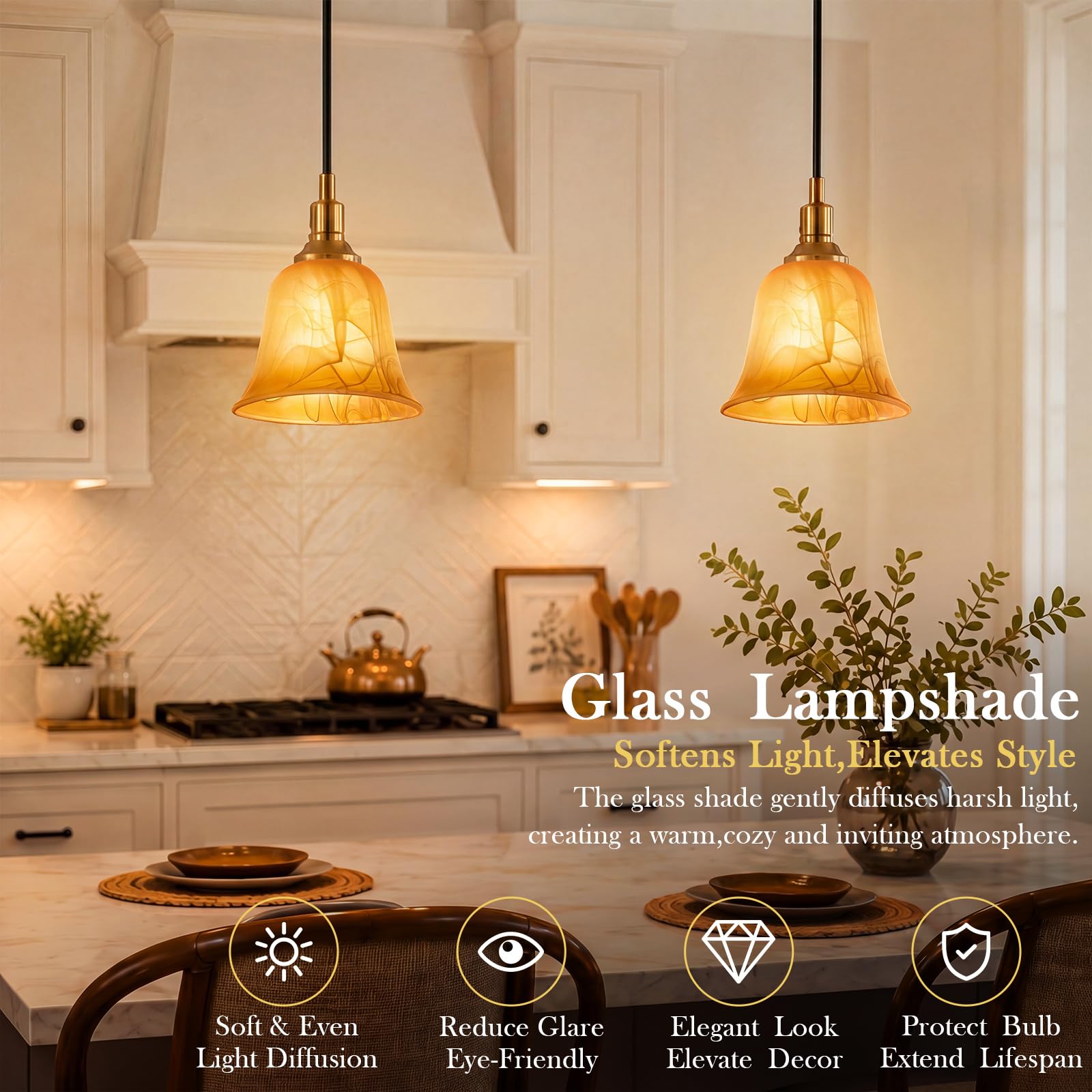 Amber Marble Lamp Shades - 6 Pack Replacement -6